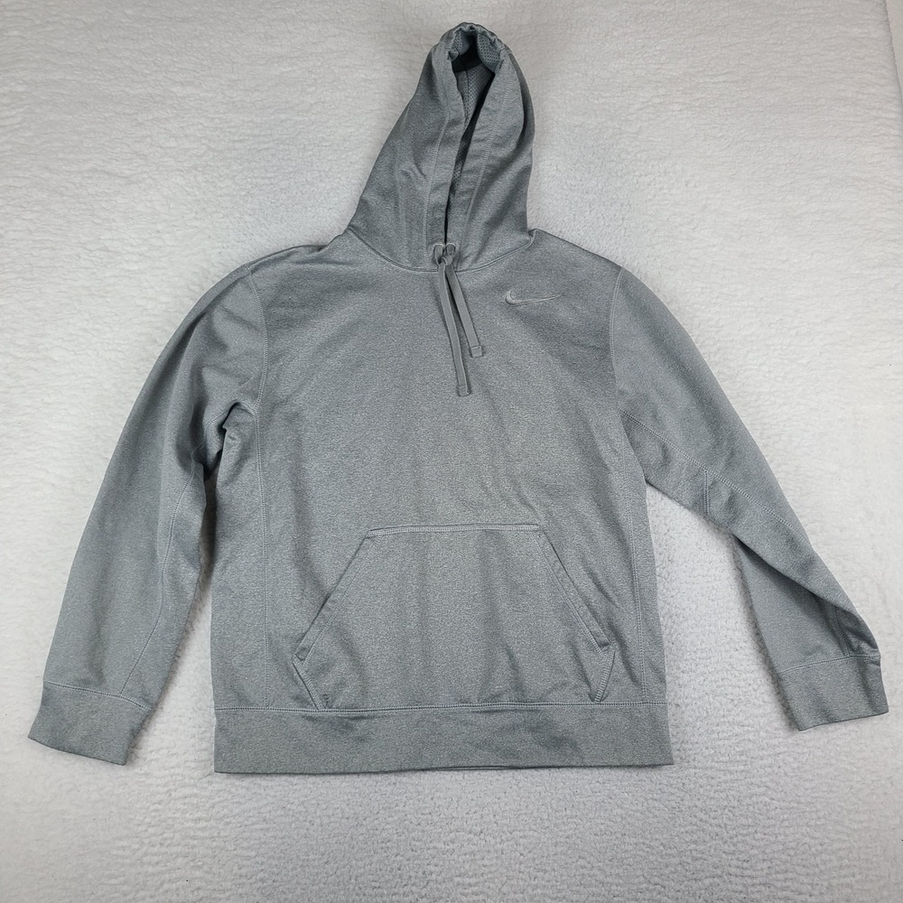 Nike Hoodie Mens Medium Gray Therma Fit Fleece Training Activewear